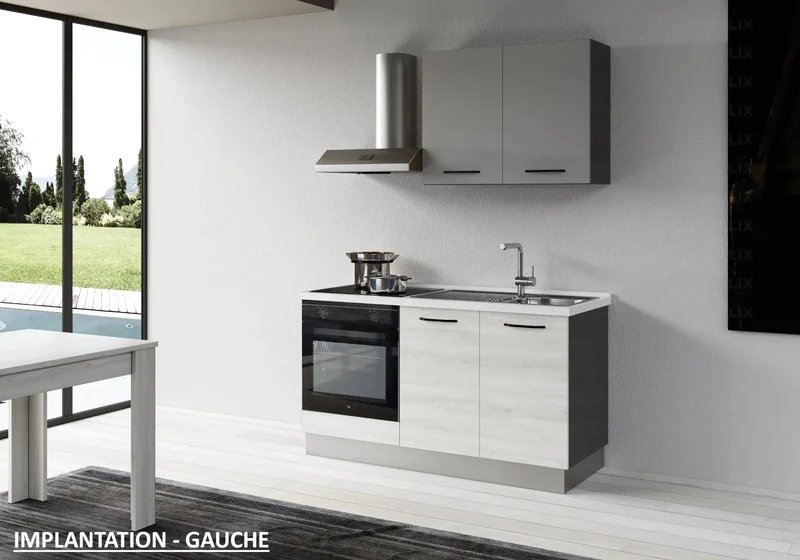 Petite Cuisine Équipée Chêne Gris STAR 150