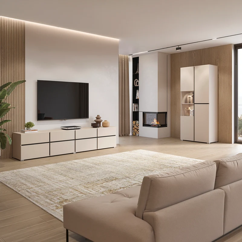 Meuble TV 4 portes 225 cm Lilia Cachemire