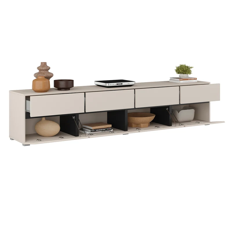 Meuble TV 4 portes 225 cm Lilia Cachemire