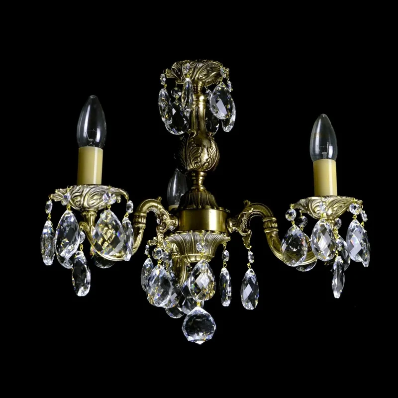 Casa Padrino Luxus Barock Kristall Kronleuchter Gold Ø 35 x H. 36 cm - Prunkvolle Messing Kronleuchter mit böhmischem Kristallglas - Barock Möbel - Edel & Prunkvoll