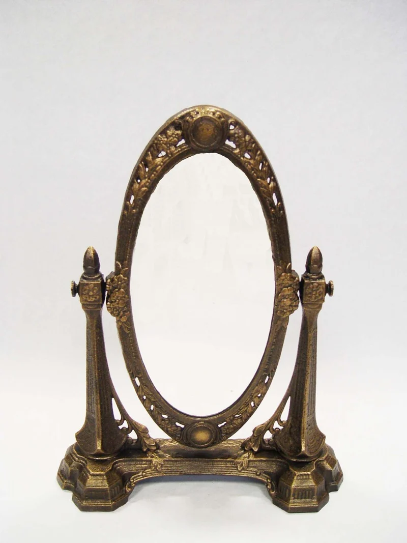 Casa Padrino Luxus Schminkspiegel aus Schmiedeeisen - Antik Gold - H 43 cm - Schwere Ausführung