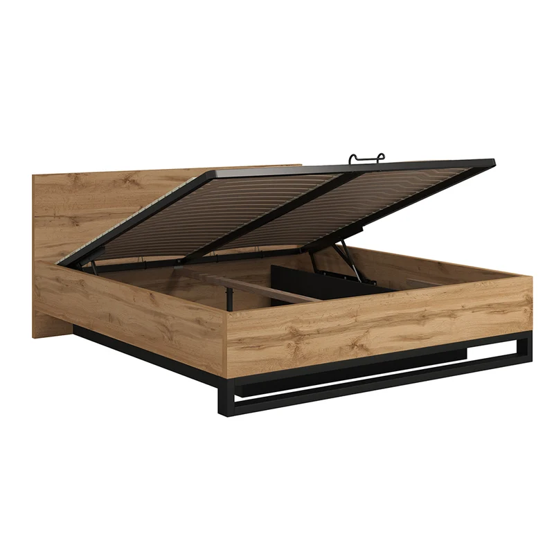 Lit coffre 180x200 sommier inclus Eden Bois et Noir