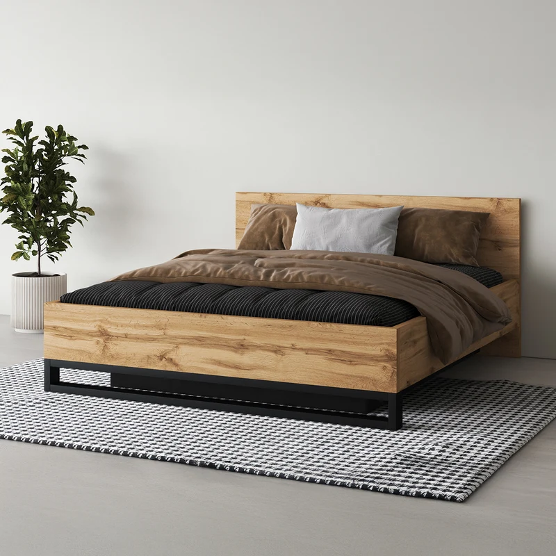 Lit coffre 180x200 sommier inclus Eden Bois et Noir