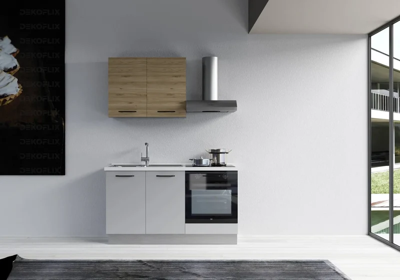 Petite Cuisine Équipée Gris Chêne STAR 150