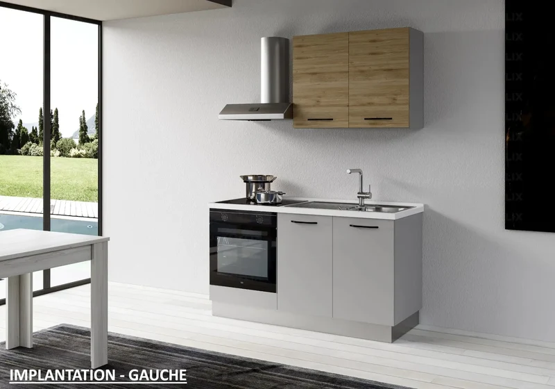 Petite Cuisine Équipée Gris Chêne STAR 150