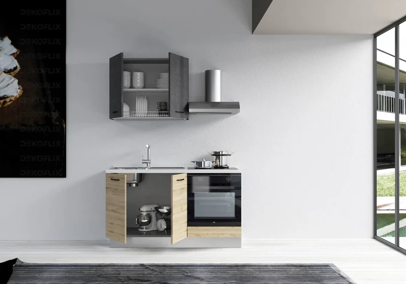 Petite Cuisine Équipée Chêne Titane STAR 150