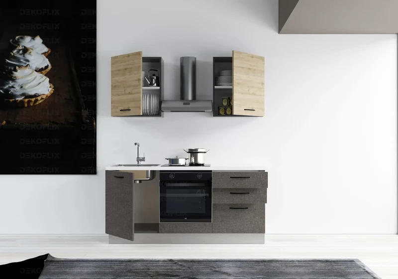 Cuisine Équipée Pas Cher Titane Chêne STAR 180