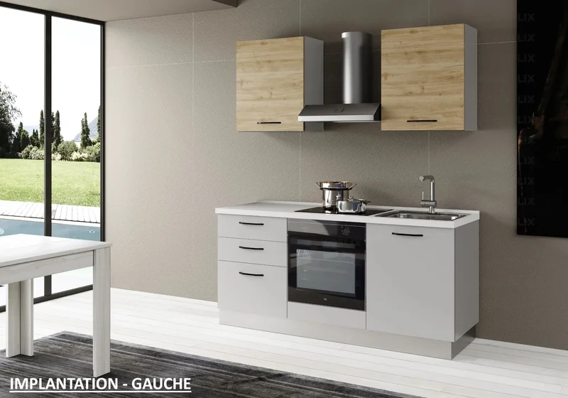 Cuisine Équipée Pas Cher Gris Chêne STAR 180