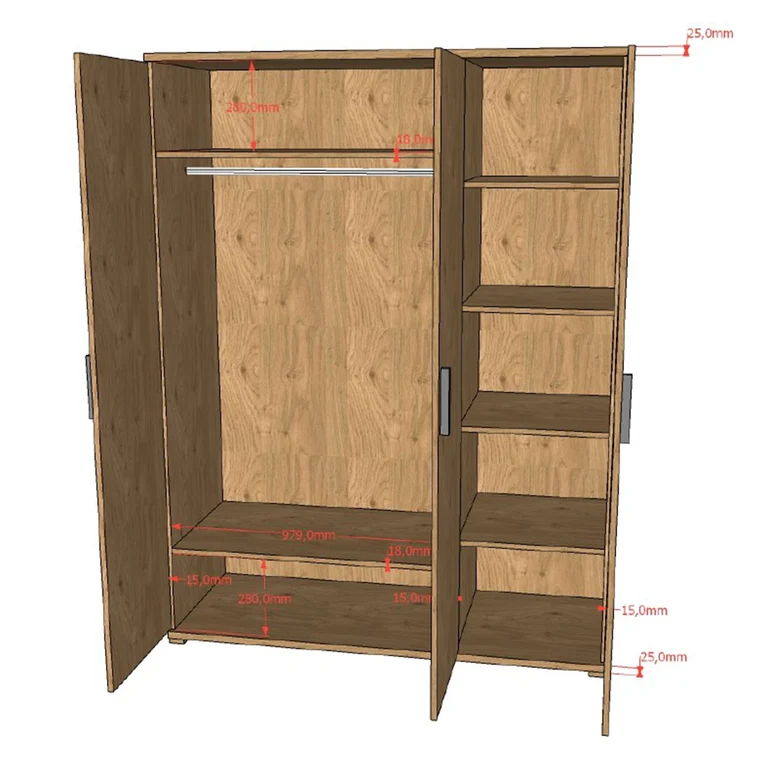 Armoire 3 portes Vipack Sam Bois