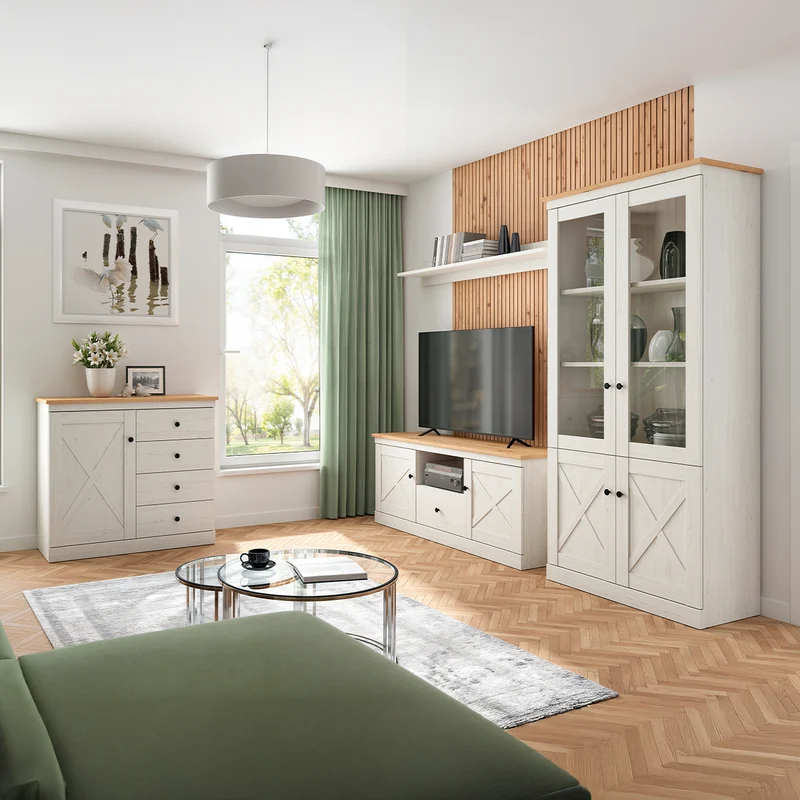 Vaisselier 4 portes Victoria Blanc et Bois