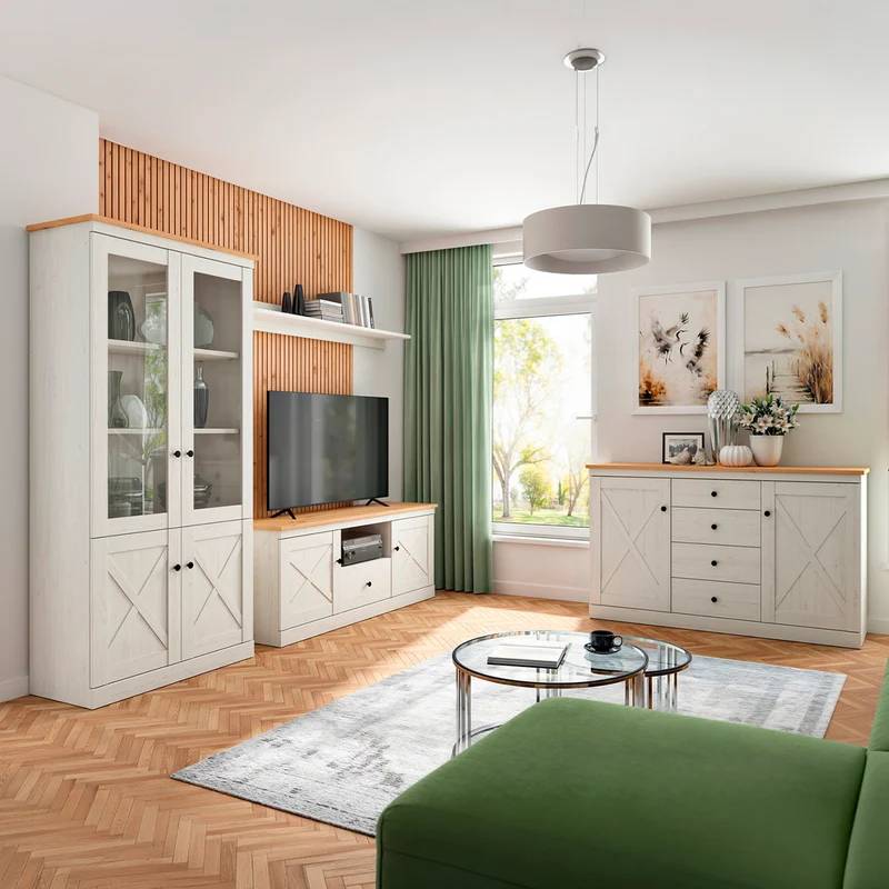 Vaisselier 4 portes Victoria Blanc et Bois