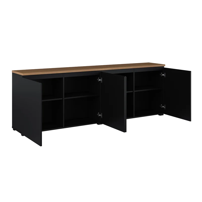 Buffet 4 portes Liko Noir et Bois