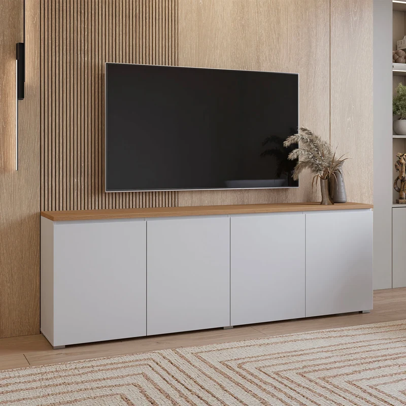 Buffet 4 portes Liko Blanc et Bois