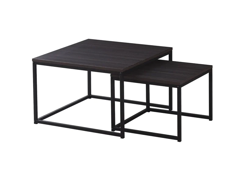 Tables gigognes noir bois gris - Nour