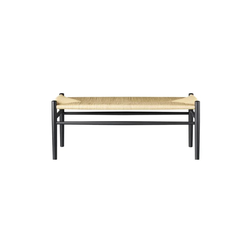 Banc en bois et tissage - J83B Hêtre laqué noir