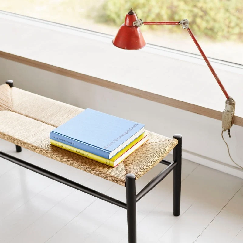 Banc en bois et tissage - J83B Hêtre laqué noir