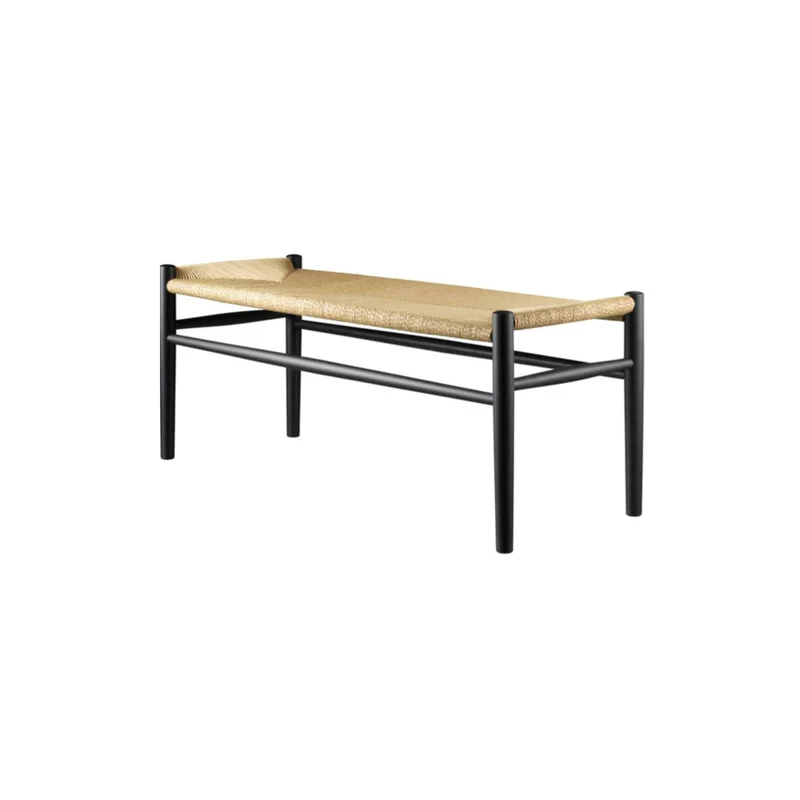 Banc en bois et tissage - J83B Hêtre laqué noir