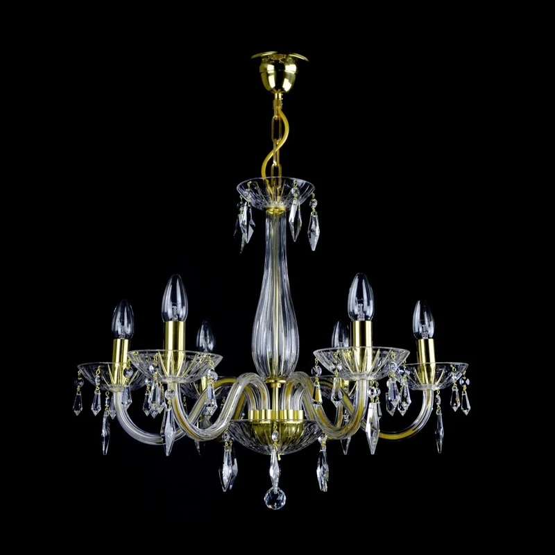 Casa Padrino Luxus Barock Kristall Kronleuchter Gold Ø 60 x H. 47 cm - Prunkvolle Messing Kronleuchter mit böhmischem Kristallglas - Barock Möbel - Edel & Prunkvoll
