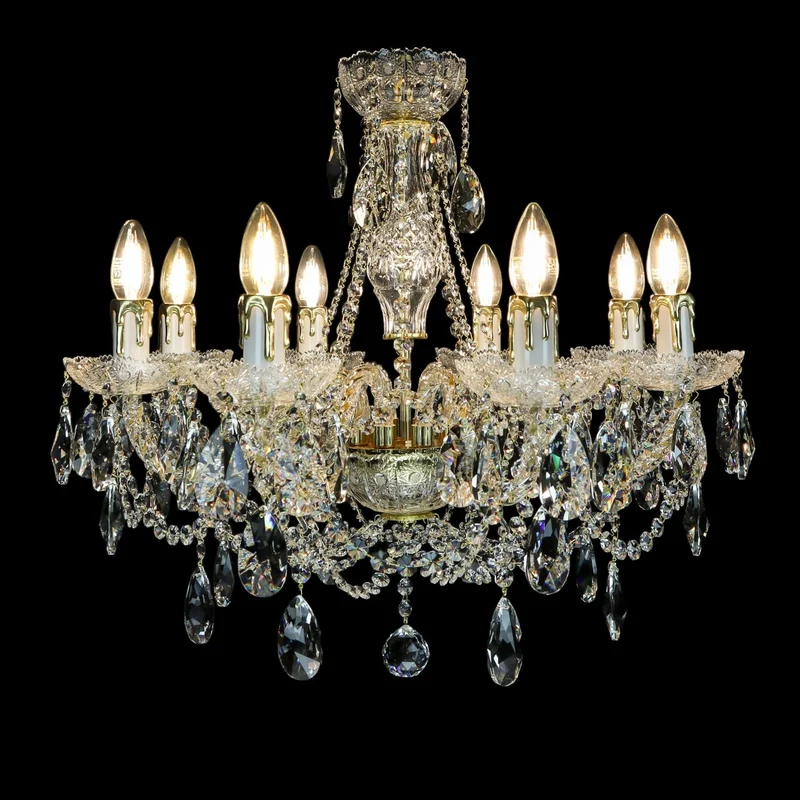 Casa Padrino Luxus Barock Kristall Kronleuchter Gold Ø 60 x H. 51 cm - Prunkvolle Messing Kronleuchter mit böhmischem Kristallglas - Barock Möbel - Edel & Prunkvoll
