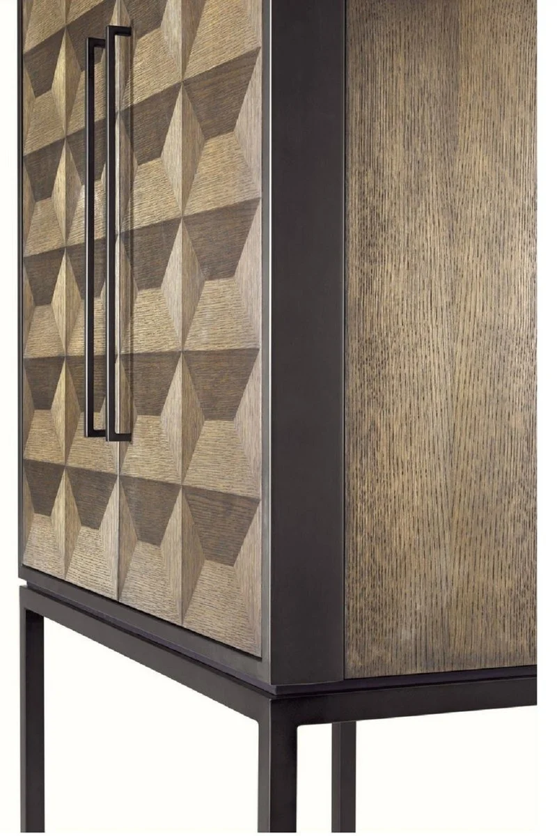 Casa Padrino Luxus Weinschrank mit 2 Türen Braun / Dunkelbraun / Schwarz 95 x 58 x H. 168,5 cm - Barmöbel - Luxus Qualität