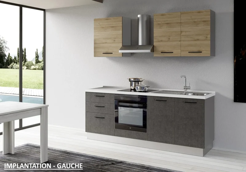 Cuisine Avec Électroménager Titane Chêne STAR 210