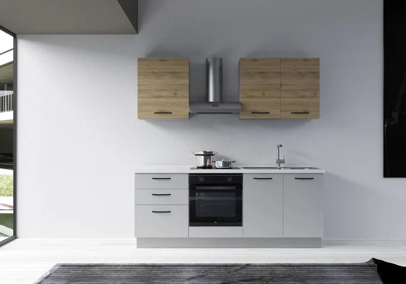 Cuisine Avec Électroménager Gris Chêne STAR 210