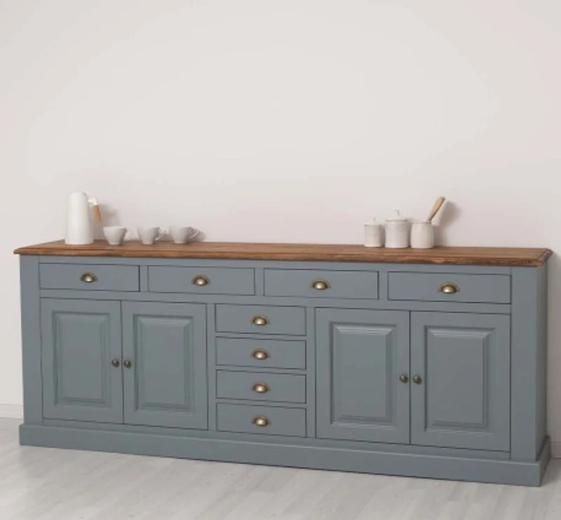 Casa Padrino Sideboard im Landhausstil mit 4 Türen, 8 Schubladen und Eichenholzplatte, 239 x 47 x 93 cm