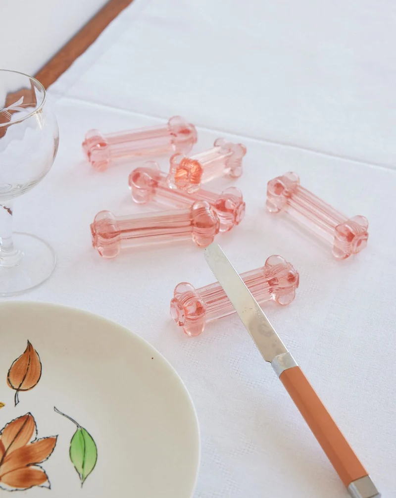 Alix, les 12 portes-couteaux Art déco en verre N°1089