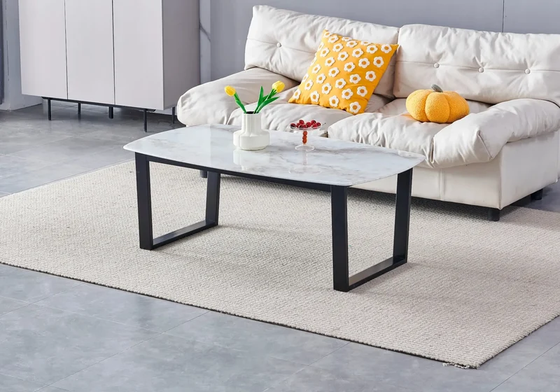 Table basse noire marbre blanc - Lyly