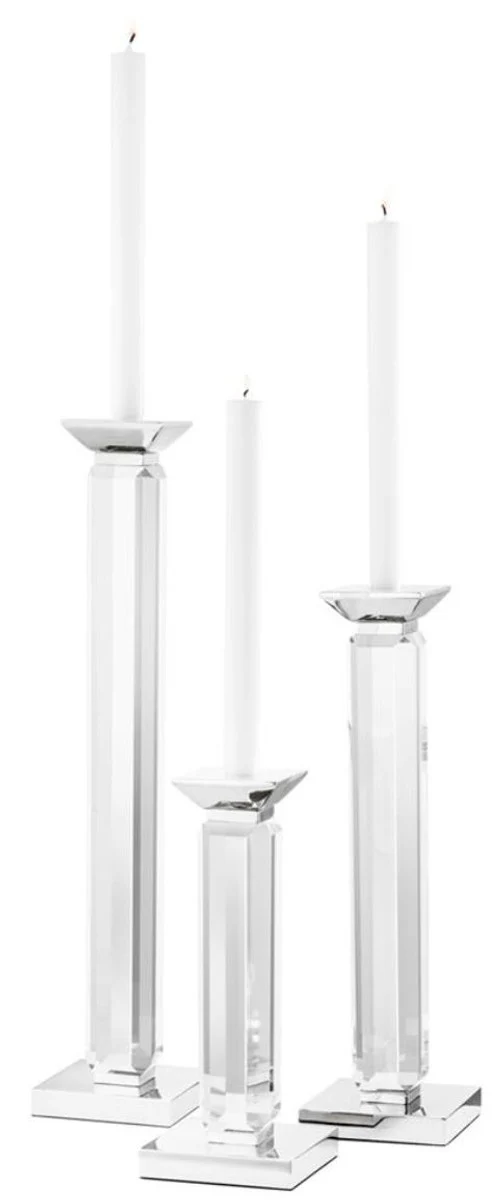Casa Padrino Luxus Kristallglas Kerzenhalter / Kerzenständer 3er Set - Hotel Restaurant Accessoires