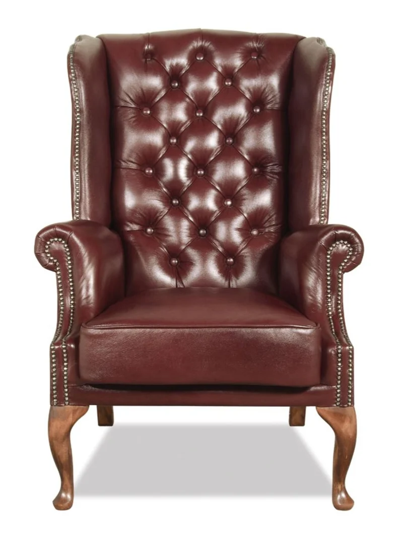 Casa Padrino Chesterfield Echtleder Ohrensessel Dunkelrot 80 x 80 x H. 110 cm - Luxus Sessel