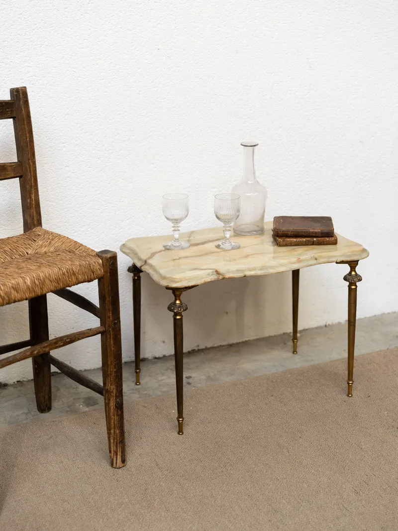 Hanna, la table d'appoint en métal doré et marbre N°1407