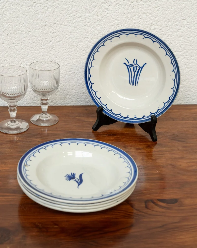 Antoinette, le lot de 6 assiettes à soupe en porcelaine de Gien N°315