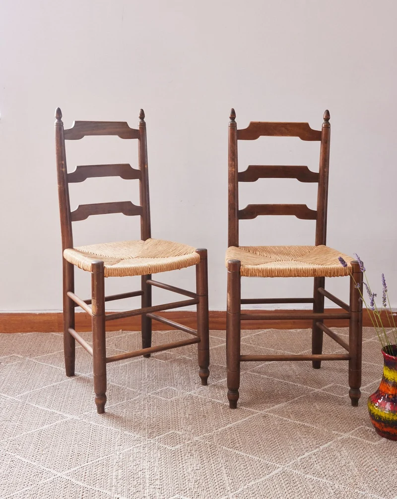 Claude, la paire de chaises en paille N°1340