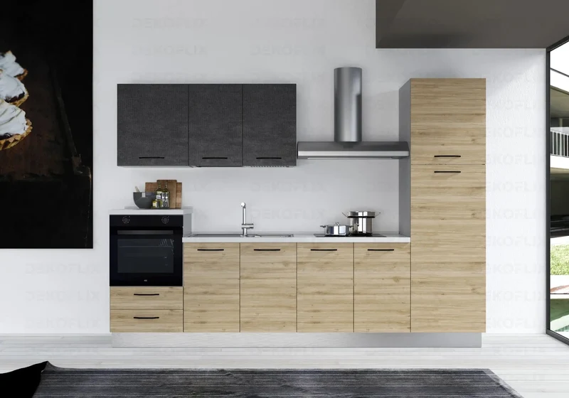 Cuisine Chêne Titane STAR 300 - Électroménager Inclus