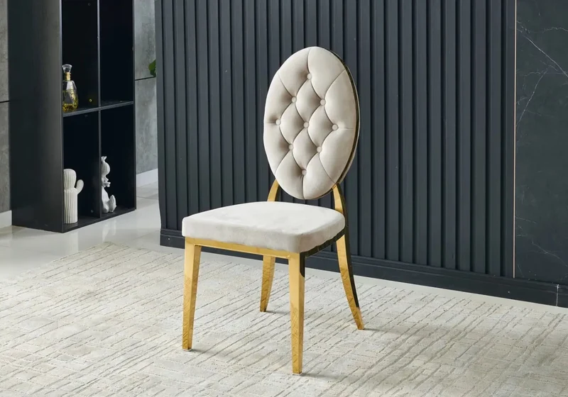 Ensemble table chaise extensible dorée - Lika