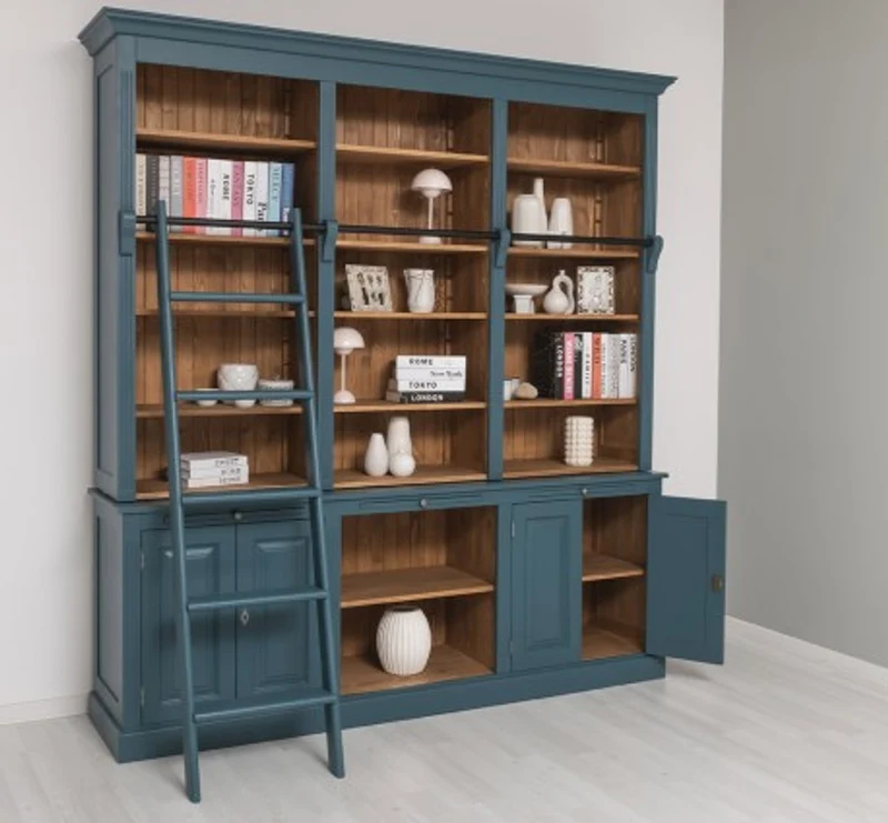 Casa Padrino Bücherregal im Landhausstil mit 4 Türen und 1 Ablage, 229 x 51 x 244 cm