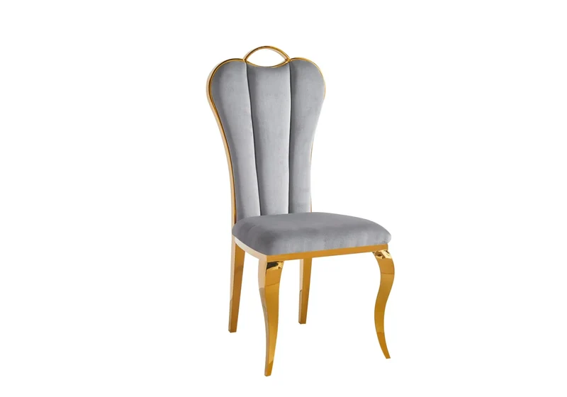 Ensemble table chaise dorée céramique marbre blanc - Odel