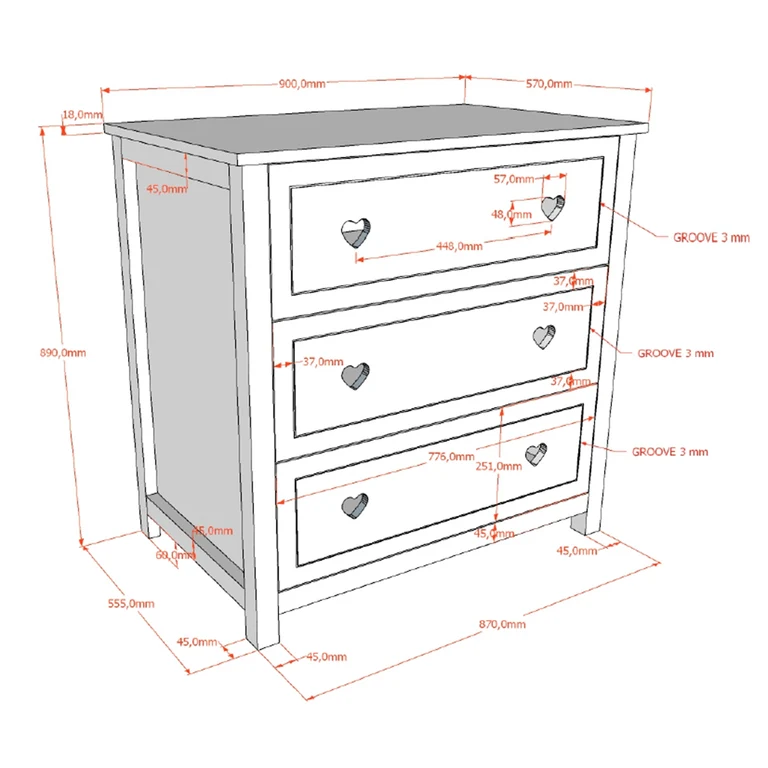 Lit bébé 60x120 et commode à langer Vipack Amori Blanc