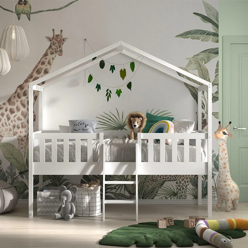 Lit cabane 90x200 sommier inclus Vipack Dallas Blanc