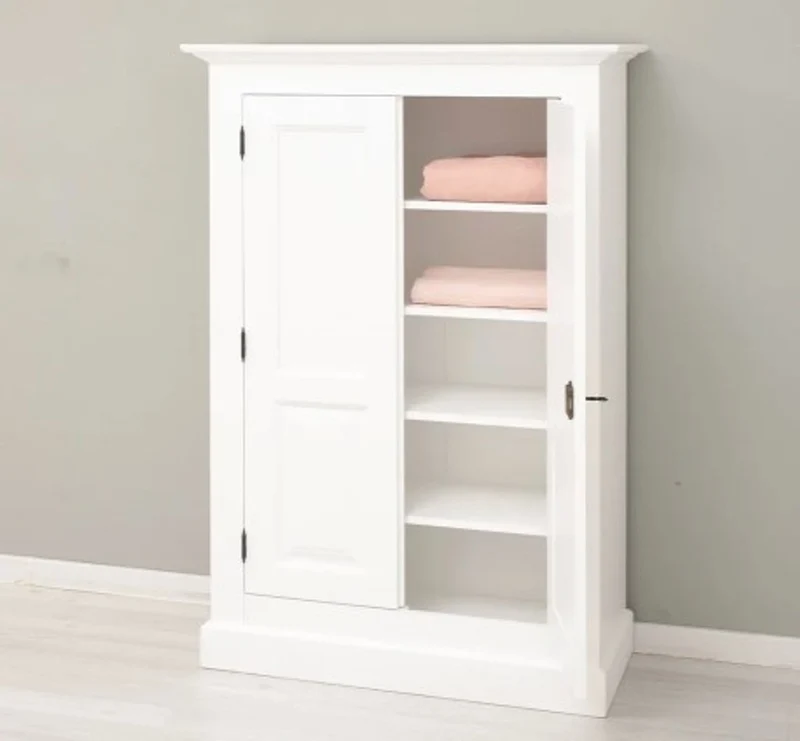 Casa Padrino Kleiderschrank im Landhausstil Weiß mit 2 Türen, 98 x 40 x 140 cm