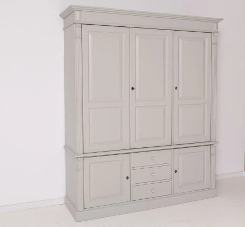Casa Padrino Kleiderschrank im Landhausstil mit 3 Türen und 3 Schubladen, 176 x 59 x 210 cm