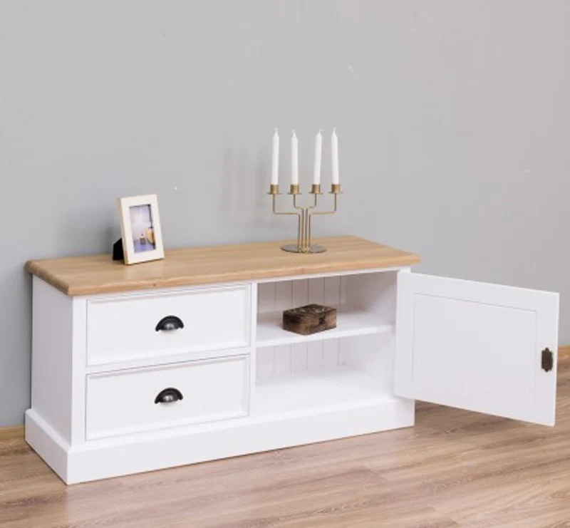 Casa Padrino TV Schrank im Landhausstil mit 1 Tür und 2 Schubladen, 120 x 40 x 57 cm