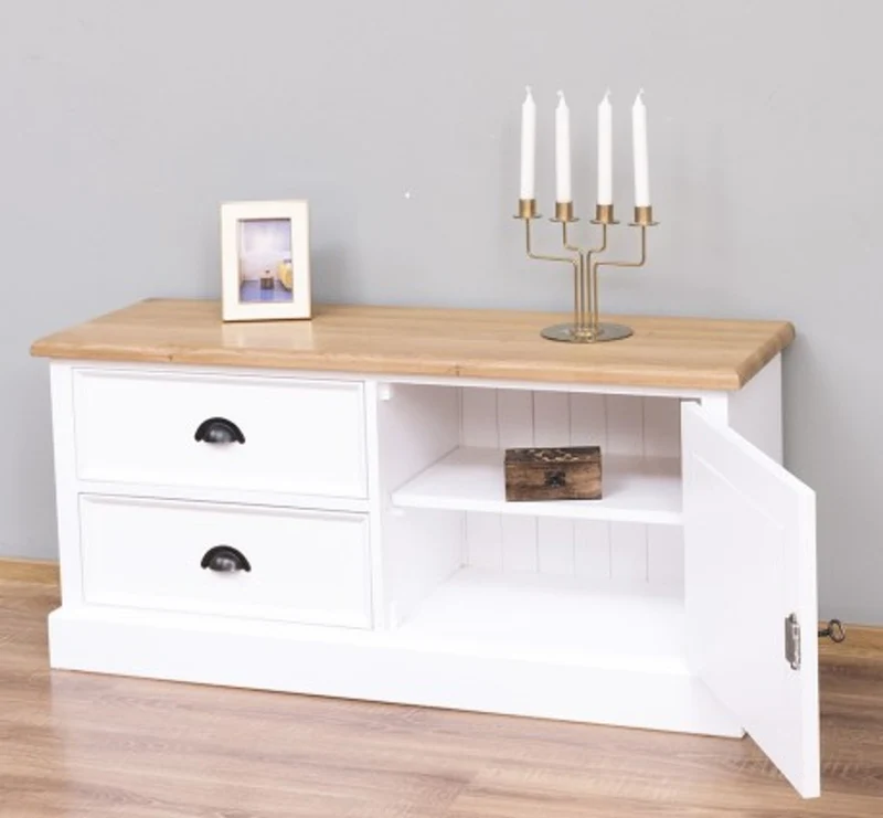 Casa Padrino TV Schrank im Landhausstil mit 1 Tür und 2 Schubladen, 120 x 40 x 57 cm