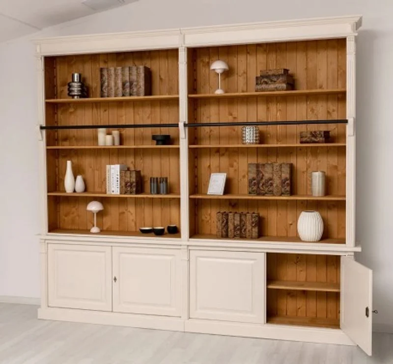 Casa Padrino Bücherregal im Landhausstil mit Leiter, 290 x 40 x 257 cm