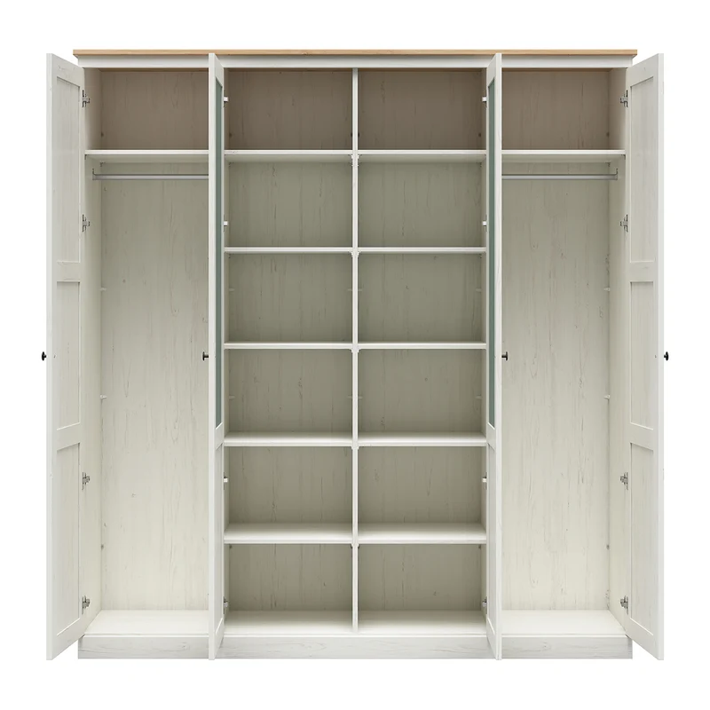 Armoire 4 portes Victoria Blanc et Bois