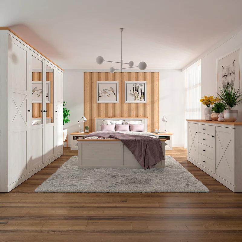 Armoire 2 portes Victoria Blanc et Bois