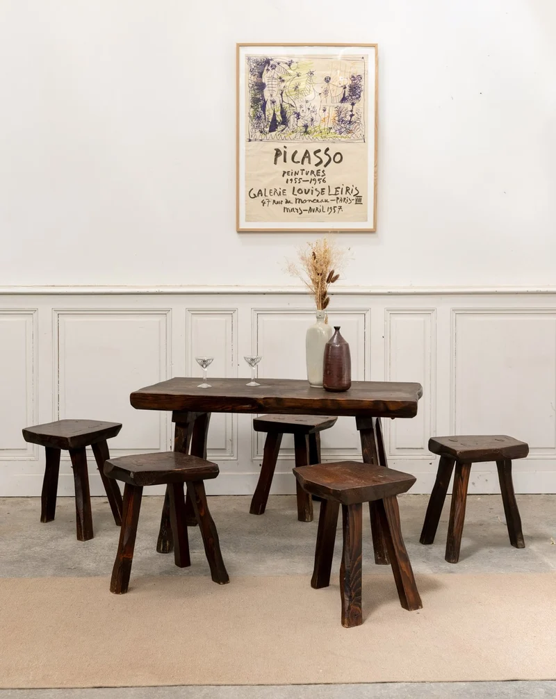 Ange, la table brutaliste et ses cinq tabourets N°25