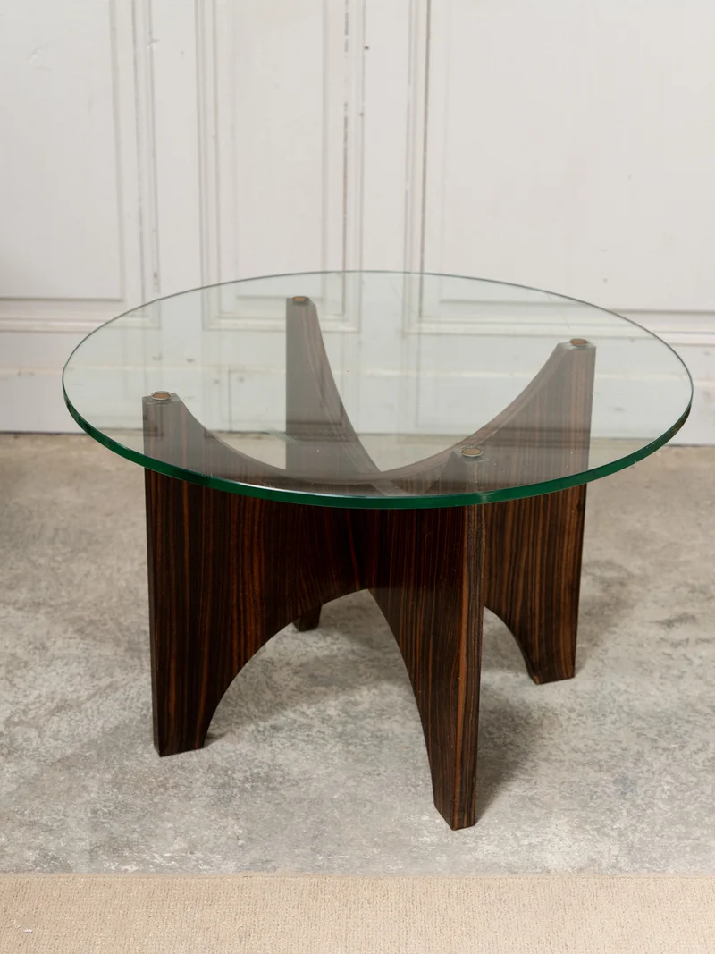 Donna, la table basse en verre et palissandre N°1070
