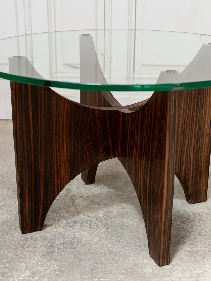 Donna, la table basse en verre et palissandre N°1070